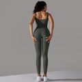 European and american seamless ribbed bodysuit yoga outfit - tummy control, butt lift, sports bra, tight-fitting bodysuit, quick-dry fitness apparel for women