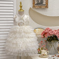 summer girls' dress: new chinese style 3d embroidered formal gown, high-end princess dress, sleeveless vest princess dress