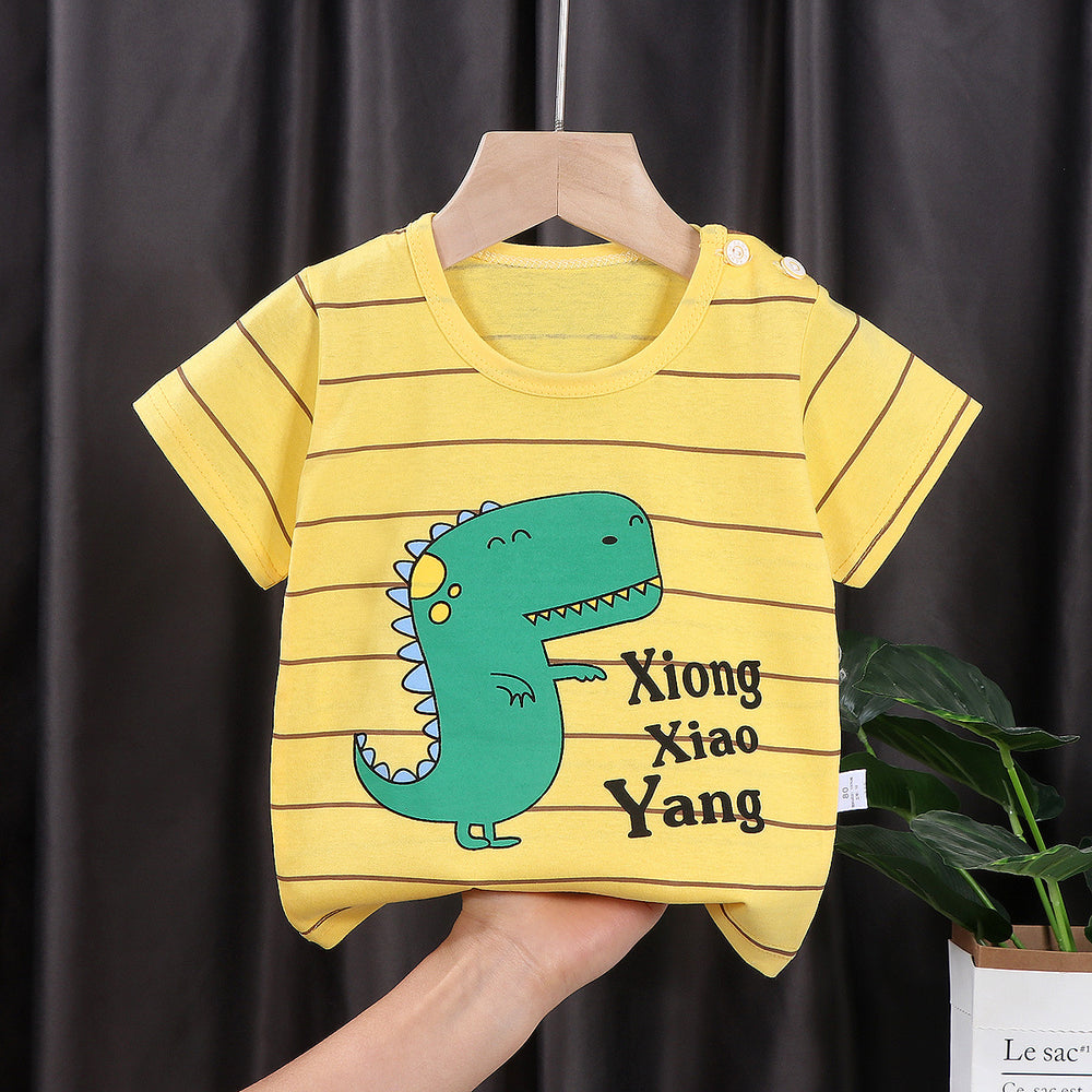 Kids' short-sleeve pure cotton summer new arrivals : boys' t-shirts, baby cartoon girls' short-sleeve korean style tops, children's clothing