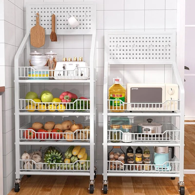 Kitchen storage rack vegetable floor-standing movable trolley multi-layer storage rack for home fruit and vegetable multi-functional vegetable rack