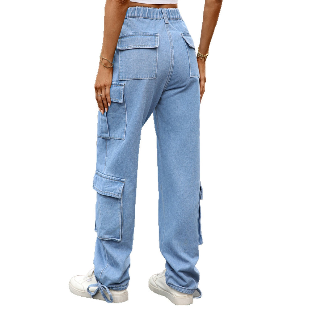 cross-border fashion: new loose-fit drawstring design denim cargo pants for women - perfect for , european & american export, casual & activewear
