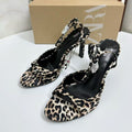 Za2025 summer new round toe high heel sandals women's fashion versatile zebra print sandals everyday wear women's shoes