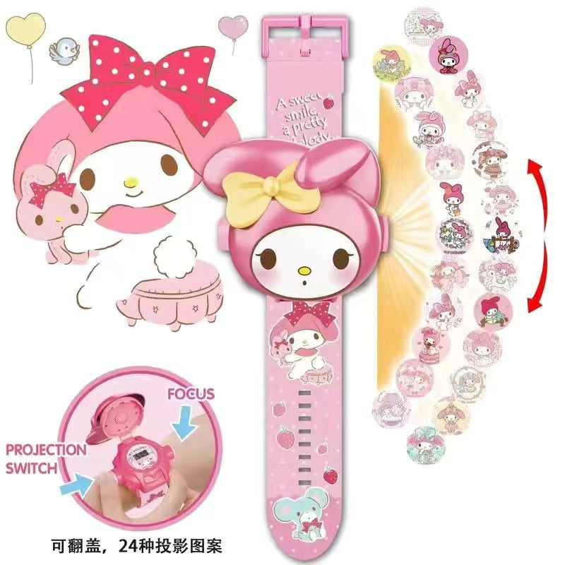 Tiktok viral hello kitty projector watch - kids' cartoon electronic watch - kuromi toy watch for boys and girls
