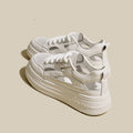 Breathable thin white shoes women's 2025 spring summer new arrivalplatform sole thick soleeasiest for matchcasualcut out sports shoes