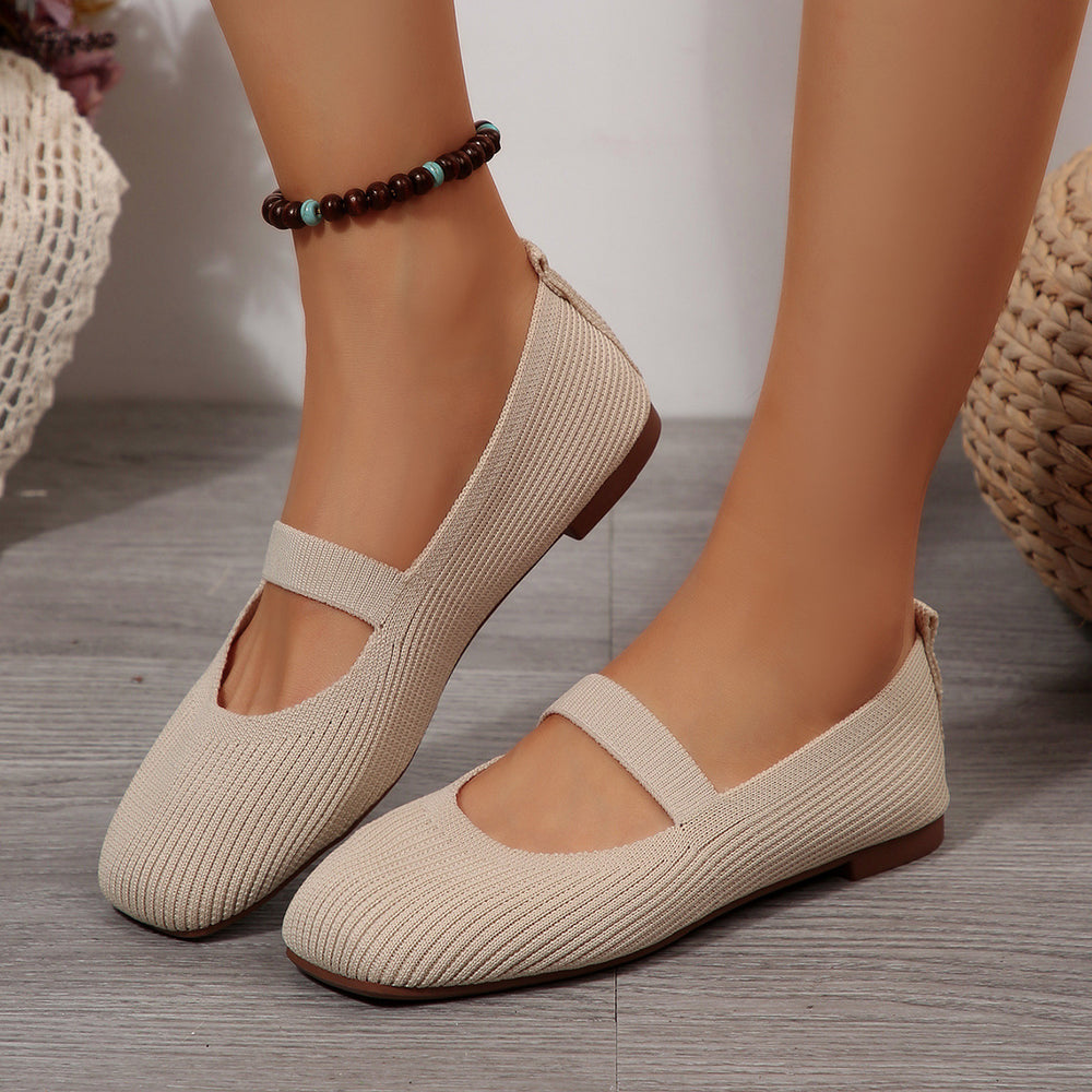 New arrival: women's lightweight fashionable knitted mesh flats - breathable, slip-on, perfect for work or casual wear