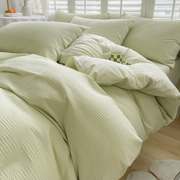 Waffle four-piece cotton cotton wholesale ins bed sheet quilt cover pure cotton bedding Nantong bed three-piece bed hat