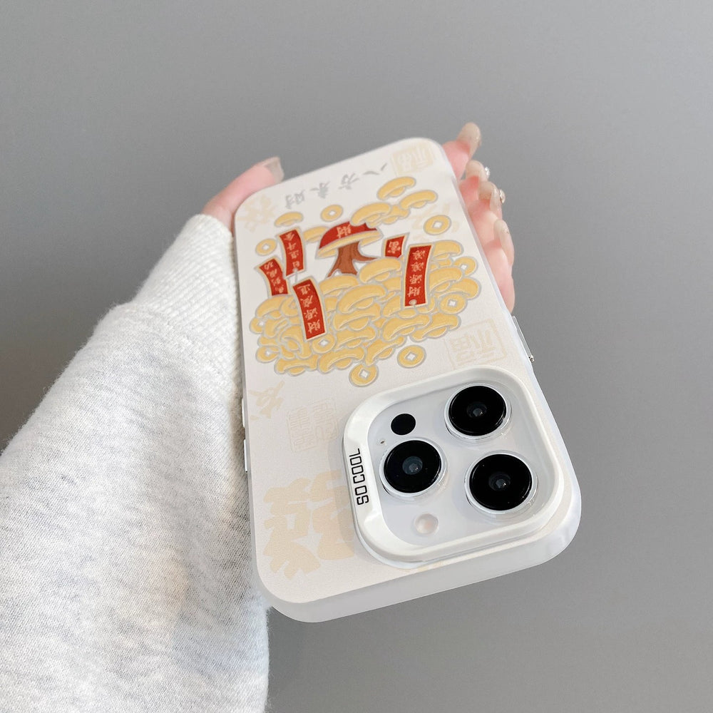 Money tree yuanbao copper coin couplet suitable for apple 17 mobile phone case bafang lai cai chinese style iphone18 protective case