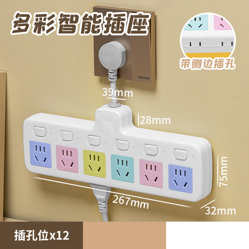 Colorful socket converter multi-function plug conversion for home with usb one to three multi-hole plug-in board