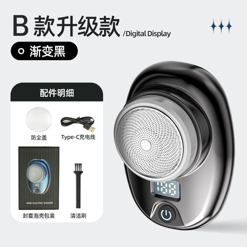 mini electric shaver - portable home use men's razor, travel-friendly, washable, digital display beard trimmer