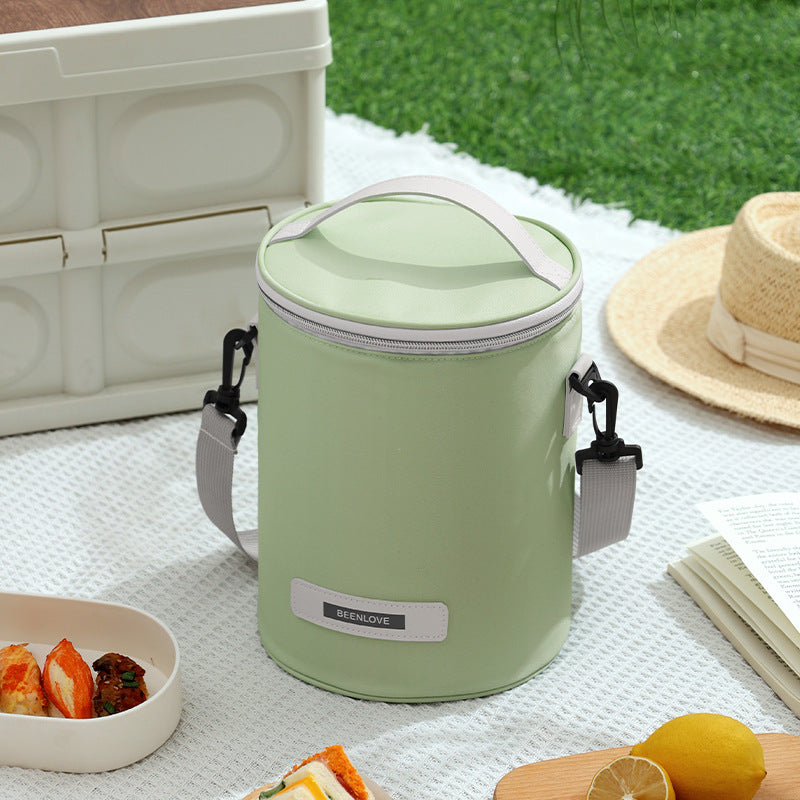 Beilian's new cylindrical bento bag, large-capacity office worker thermal insulation bag, student travel lunch bag, portable lunch box bag