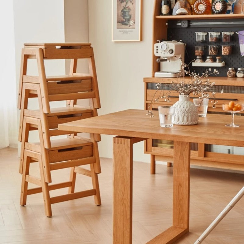 Cherry wood stool can be stacked Living room stool Multifunctional storage Solid wood low stool Shoe change stool Children's study stool