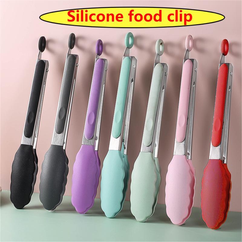 Cross-border spot multi-functional silicone barbecue clip non-slip food clip baking bread clip high temperature resistant kitchen tools