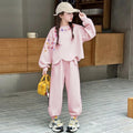 Girls' spring/autumn outfit set : korean style, new arrival, stylish cartoon hoodie and casual two-piece set for girls (mid-to-large size)