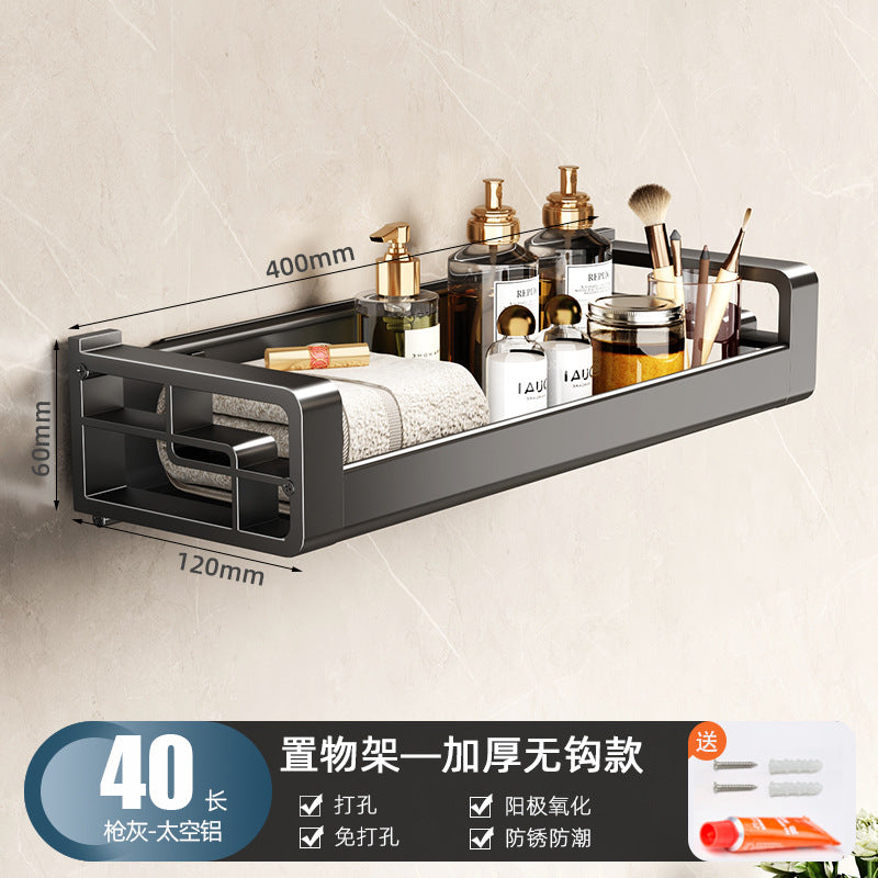 Wholesale Factory Direct Sales Thickened Profile Toilet Shelf Space Aluminum Bathroom Cosmetics Storage Rack No Punching