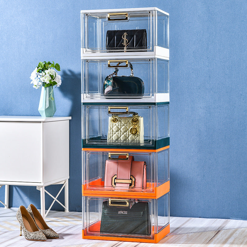 Foldable new multi-layer transparent shoe box aj sneaker storage box side open anti-oxidation Internet celebrity collection shoe wall magnetic attraction