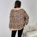 premium women's sweatshirt - new autumn/winter collection, age-defying, chic v-neck leopard print faux fur top