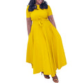 D3184 cross-border women's summer dress : new fashionable and elegant tie-up african-style plus size export dress (us/eu fit)