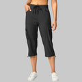 european and american cross-border summer new solid color women's elastic waist casual cargo capri pants with pockets