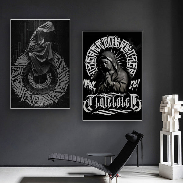 Tattoo Parlor Decorative Painting Gothic Dark Tattoo Studio Hanging Painting Esports Room Bar Secret Room Escape Murals