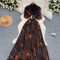 European and american fashion light luxury diamond-embellished tassel v-neck tie-waist printed maxi dress - slimming, elegant, and flowy