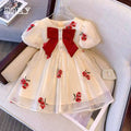 Trendy baby girl dress -  summer floral sweet style - popular tutu dress - girls' mesh party dress