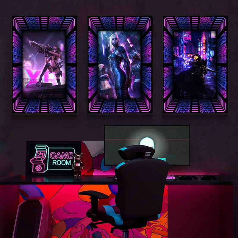 KTV box, private room, luminous hanging paintings, bar, pub, wall decoration painting, e-sports room, cyberpunk style mural