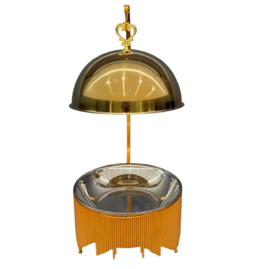 Gold stainless steel buffet warmer - openwork lid buffet stove - hotel restaurant heating and insulation furnace