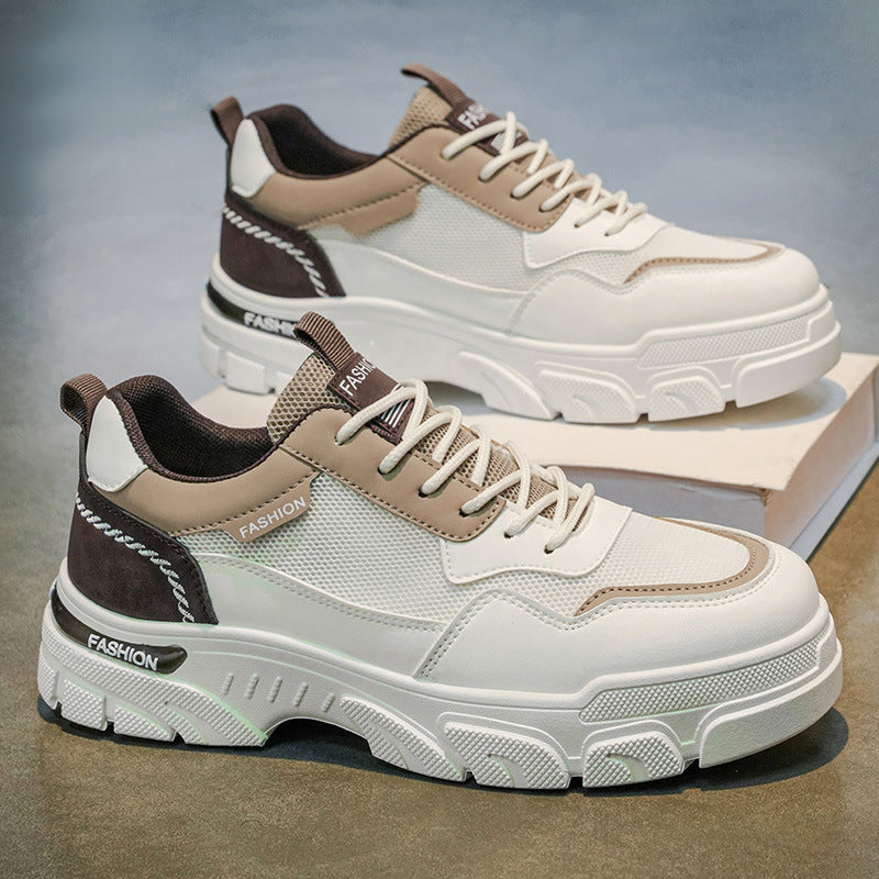 Workwear sneakers men's 2026new arrivalspring mesh breathable mencasual shoes men's thick soleboots men's shoes