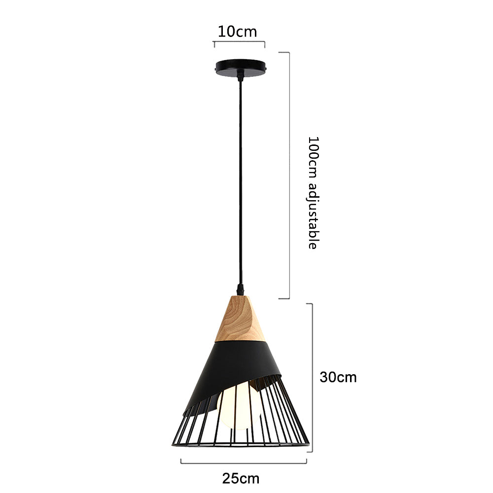 Creative home lighting Nordic modern simple dining room living room bedroom study wood cone horn wrought iron chandelier