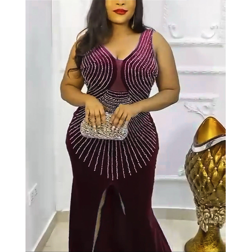 European and american style new african export plus size women's clothing ebey   socialite slim fit slit dress