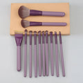 makeup brush set, 12-piece, featuring soft bristles, including a foundation brush, angled contour brush, and a complete set of makeup brushes