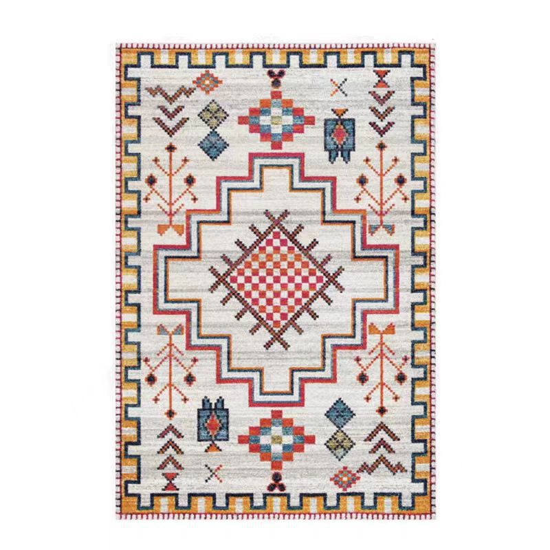 retro ethnic moroccan faux cashmere rug - durable, stain-resistant, perfect for living room coffee tables, bedroom bedside, and more