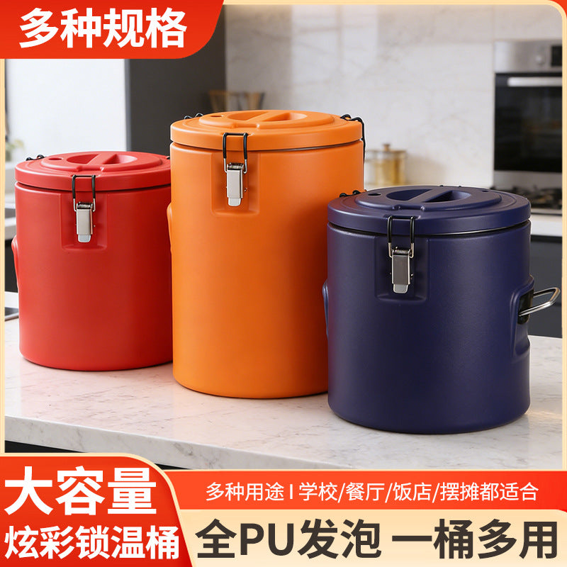 Stainless steel thermal insulation bucket, special milk tea bucket for stalls, restaurants, commercial large-capacity foaming cold and hot soup bucket
