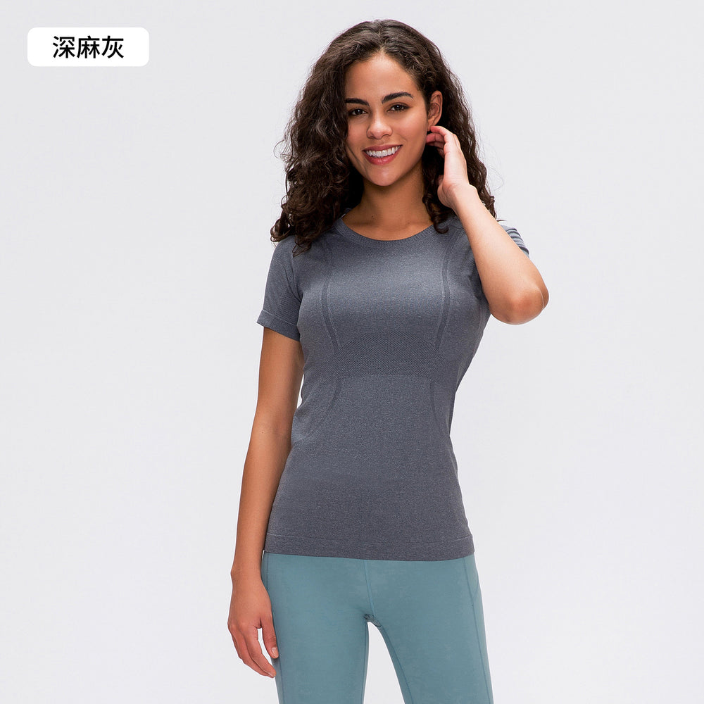 Spring/summer new women's short-sleeve crew neck sports t-shirt - running, fitness, slim-fit, breathable yoga top - s2067