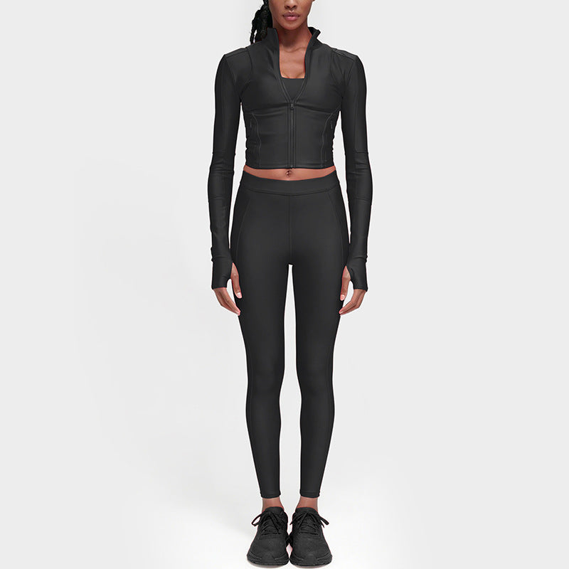 new arrival long-sleeve yoga top and bottom set - premium women's activewear two-piece workout outfit