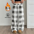 Amazon  cross-border american style wide-leg pants for women, new summer lightweight plaid print straight-leg casual pants