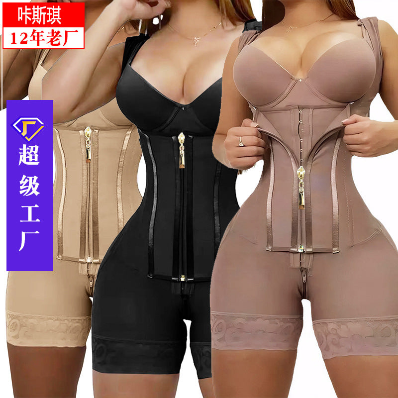 European and american [metal zipper] cross-border waist trainer, tummy control, butt lift, body shaper, tight bodysuit, shaping corset