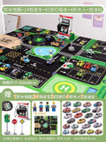 【deluxe tin car set】24 cars + map + traffic lights & gas station + building block figures
