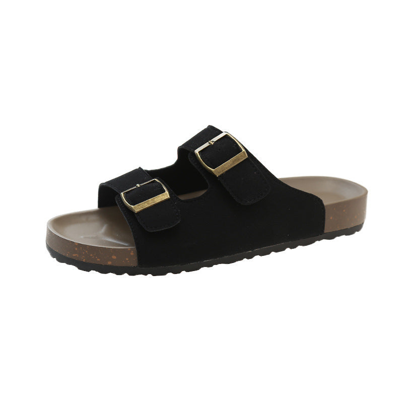 Birkenstock women's summer 2025 new thick sole birkenstock slippers outwear lazy one-line slippers soft bottom beach slippers