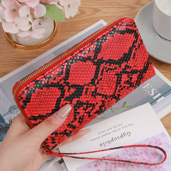 [Event Promotion] Snakeskin Wallet Shangduo Card Space Large Capacity Single Zipper Medium and Long Wallet Clutch Cross-border