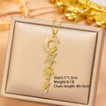 [titanium steel] fashion popular copper micro-embedded long moon necklace for women stylishfashion high-end clavicle chain accessories