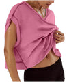 cross-border  women's casual loose solid color v-neck sports backless cutout yoga t-shirt