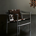 Lc1 bauhaus-inspired mid-century modern designer accent chair - minimalist stainless steel single sofa for small spaces