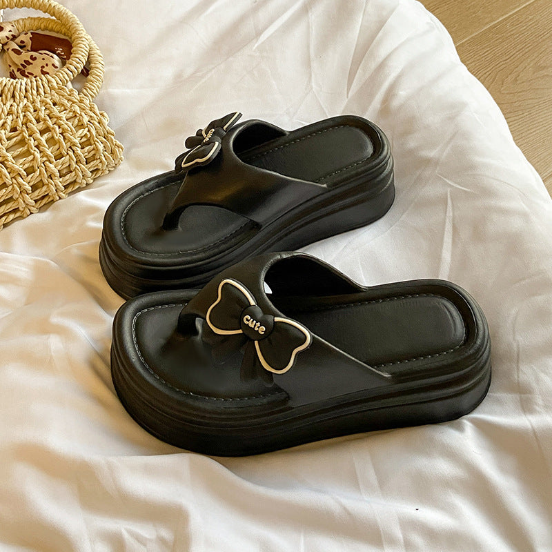 New fashionable casual soft sole height increasing non-slip odor-resistant spring/summer new versatile butterfly beach flip-flops