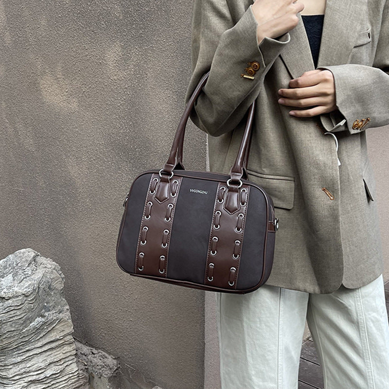High sense European and American style portable messenger bag women's 2025 new fashion niche design Boston shoulder bag