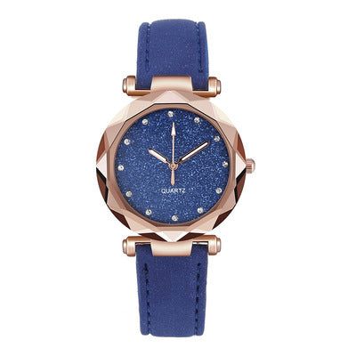 New arrival starry sky watch for women live broadcast women's fashioncasual watch rhinestone frosted leather belt watch thin model