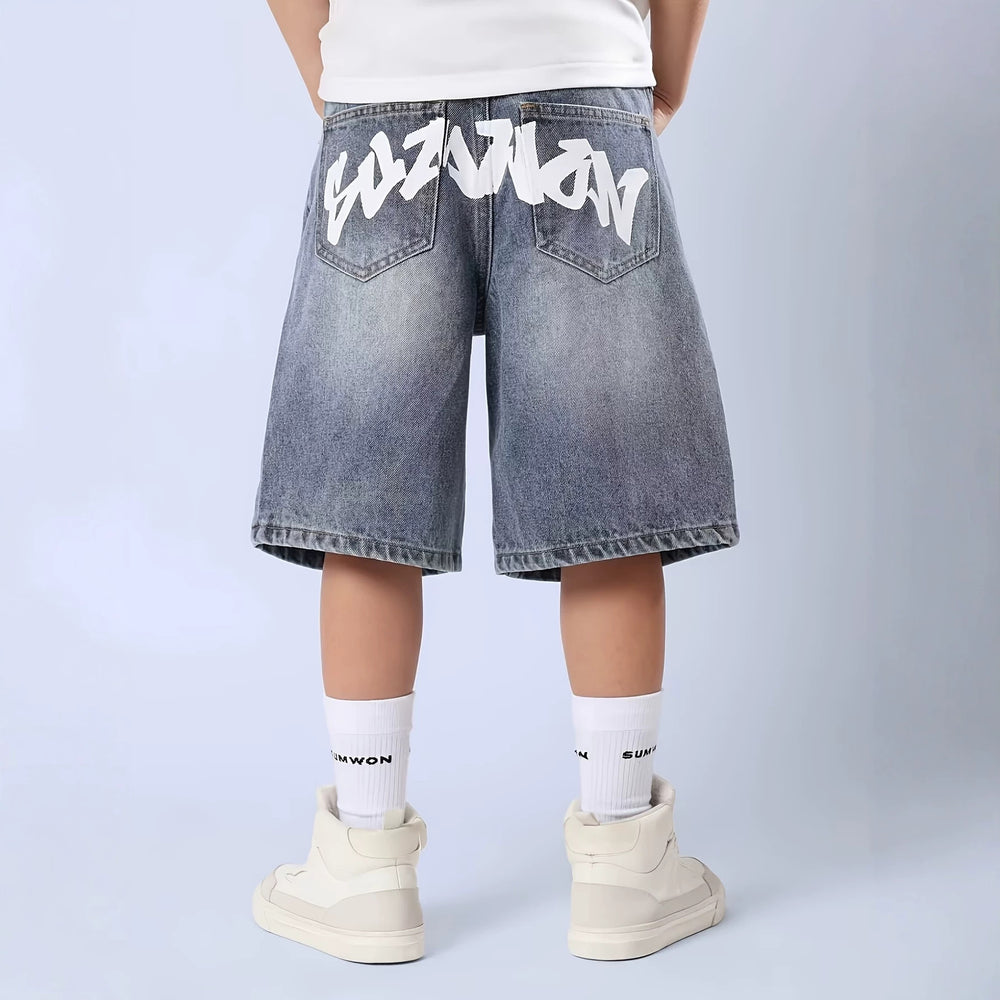 Kids' boys' summer lightweight pants - stylish new denim shorts for mid-to-large children - summer collection