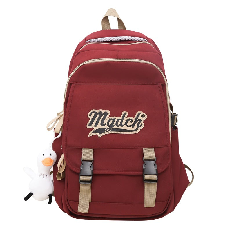 School bag for female college students, Korean version for junior high school students, high school, large-capacity burden reduction backpack for men's middle school students, casual backpack.