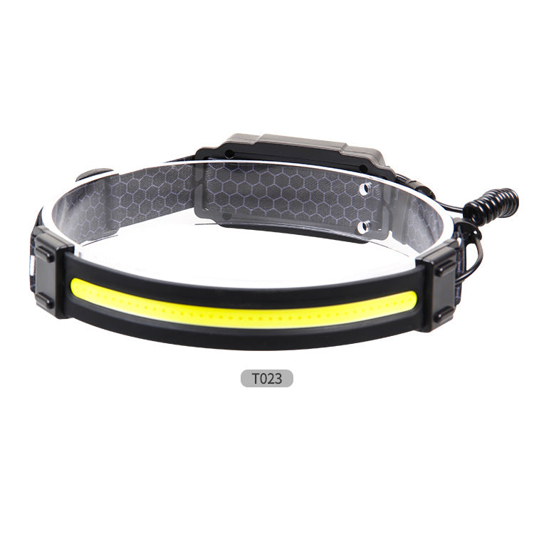 Cross-border new outdoor telescopic zoom induction strong light USB charging silicone built-in battery power display COB headlight