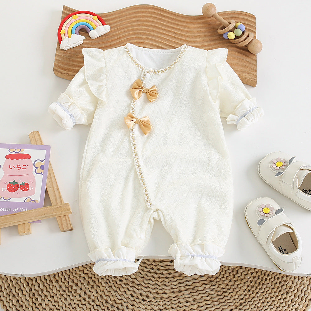 Baby spring autum tweed style double layer long sleeves jumpsuit, western style, cute princess, newborn baby girl outing clothes